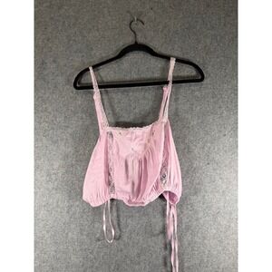 Urban Outfitters Women's Size M Pink Lace Trim Crop Top Camisole Coquette dainty
